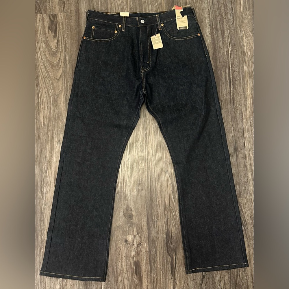 NWT Men’s Levi's 517 Bootcut Dark Blue Rigid Raw Denim Jeans- Size 36 x 30